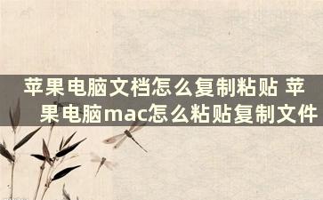 苹果电脑文档怎么复制粘贴 苹果电脑mac怎么粘贴复制文件